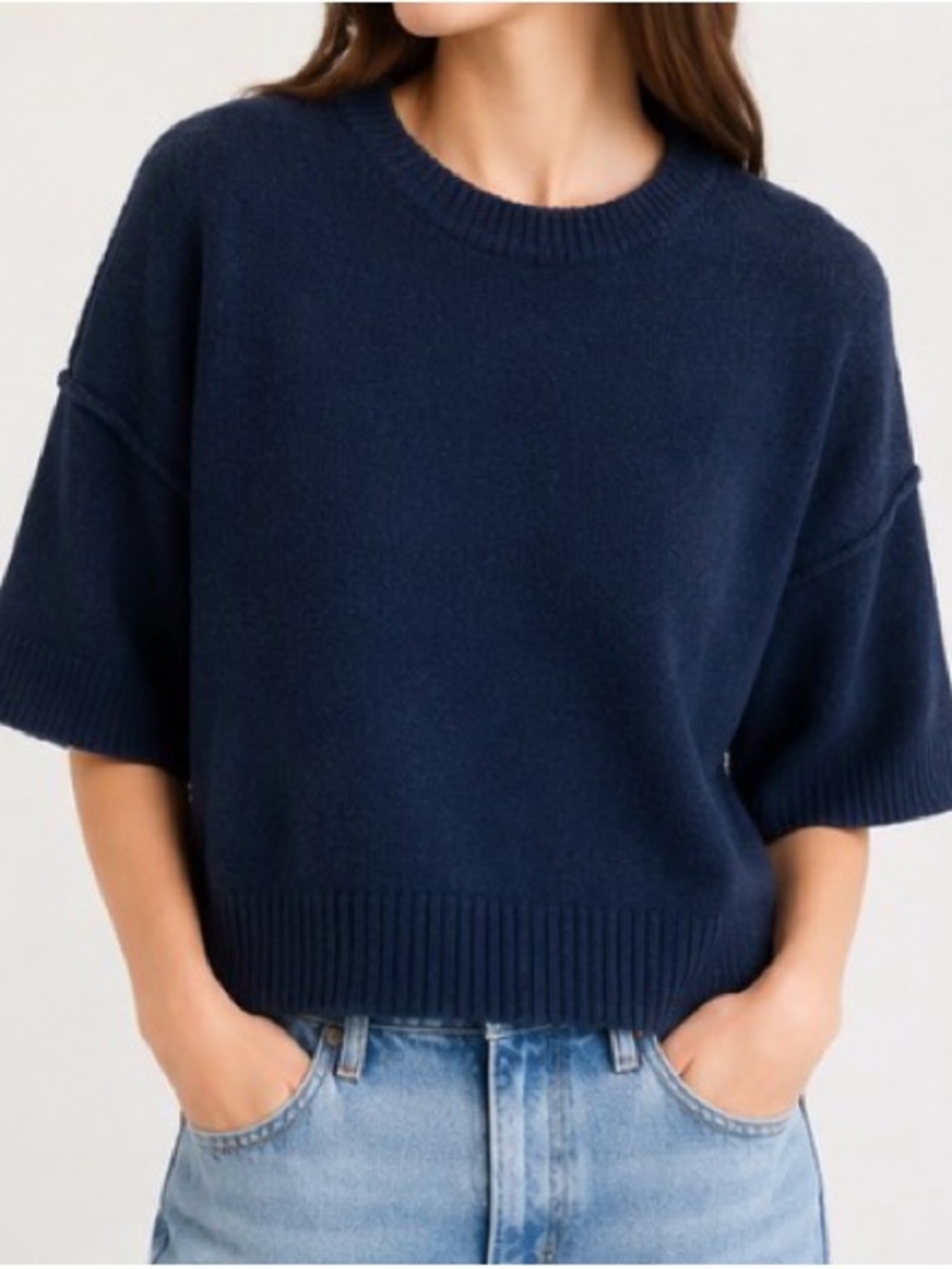 ISO: Halogen Exposed Seam Drop Shoulder Sweater